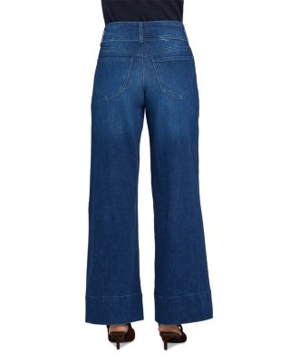 Teresa High Rise Wide Leg Double Button Jeans in Deep Wave