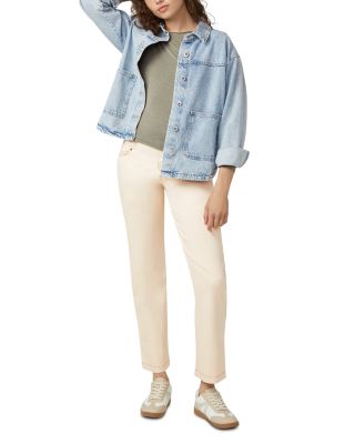 Crosshatch Denim Straight Leg Pants