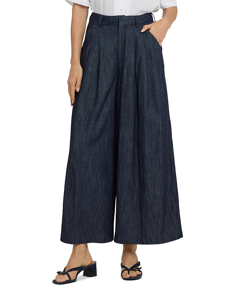 Nydj Giselle Denim Wide Leg Ankle Trousers in Dark Indigo