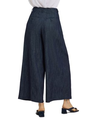 Giselle Denim Wide Leg Ankle Trousers in Dark Indigo