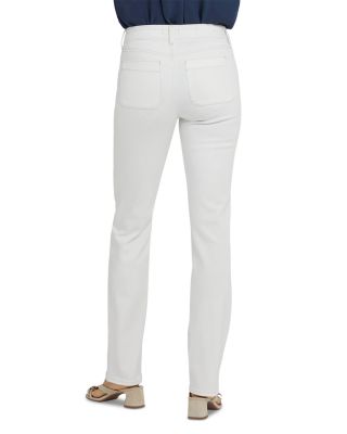 Marilyn High Rise Patch Pocket Straight Jeans in Vintage White
