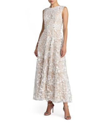 Floral Embroidered High Neck Midi Dress