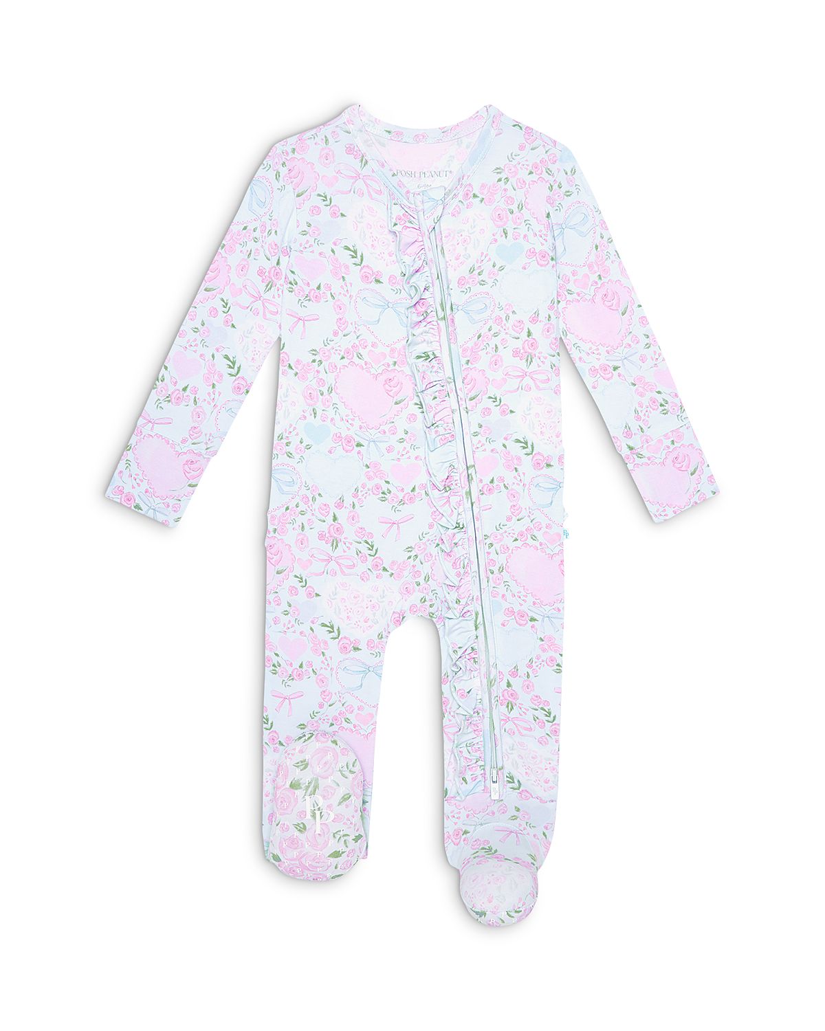Posh Peanut Girls' Josephine Ruffled Zippered One Piece Footie - Baby