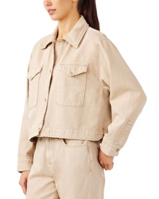 Carla Cropped Jean Jacket in Coco Mousse