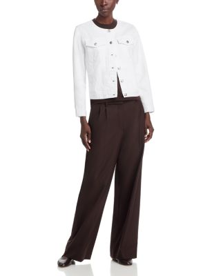 Cotton Blend Denim Round Neck Jacket