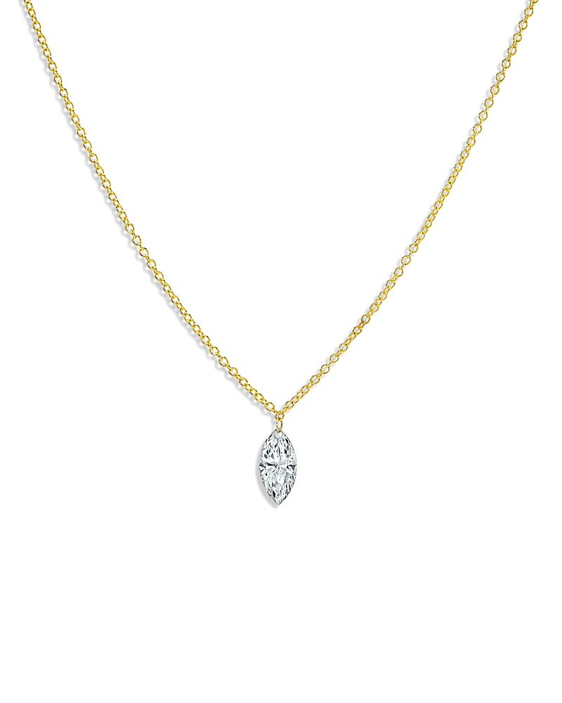 Zoe Lev 14K Yellow Gold Lab Grown Diamond Marquis Solitaire Pendant Necklace, 16