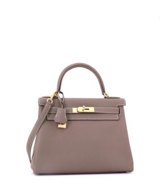 Kelly 28 Handbag Grey Togo with Gold Hardware