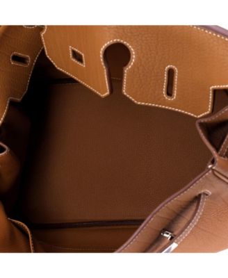 Birkin 35 Handbag Brown Fjord with Palladium Hardware