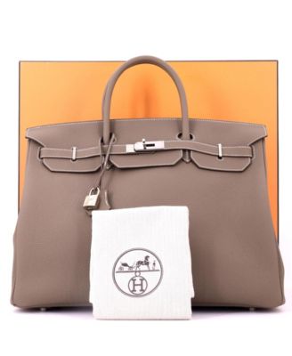 Birkin 40 Handbag Grey Togo with Palladium Hardware