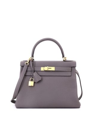 Kelly 28 Handbag Grey Togo with Gold Hardware