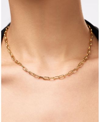 Solid Yellow Gold Large Paperclip Necklace