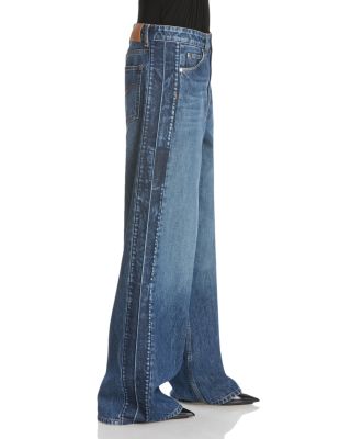 Side Detail Wide Leg Jeans in Dark Blue