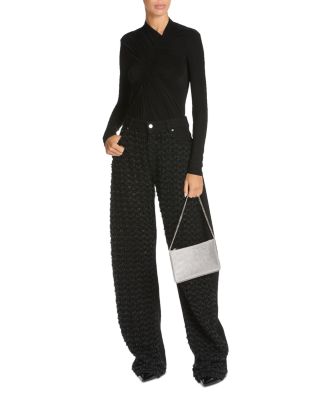 Mid Waist Laser Boucl&eacute; Relaxed Curve Jeans in Black