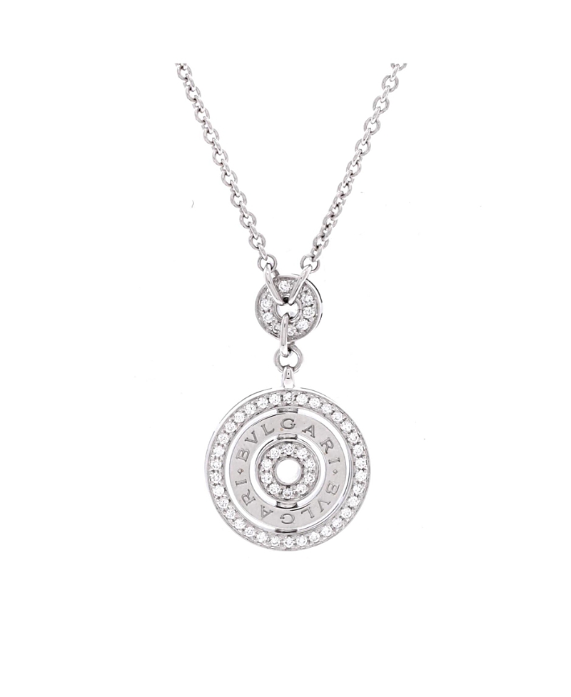 Pre-owned Pre-owned Bvlgari Bvlgari Cerchi Astrale Pendant Necklace 18k White Gold And Diamonds, 18.25"