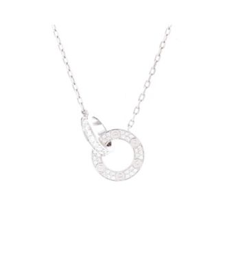  Love Interlocking Pave Necklace 18K White Gold and Diamonds, 17"