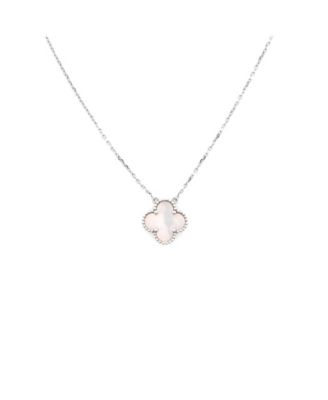  Vintage Alhambra Pendant Necklace 18K White Gold and Mother of Pearl, 16.25"