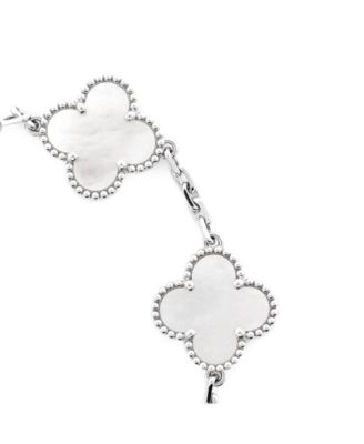  Vintage Alhambra 5 Motifs Bracelet 18K White Gold and Mother of Pearl