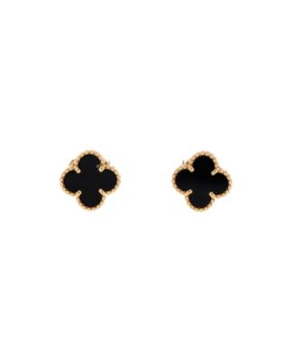  Sweet Alhambra Stud Earrings 18K Gold and Onyx