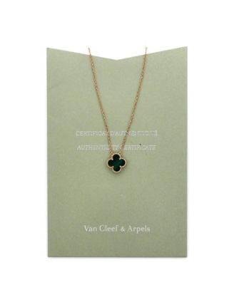 Vintage Alhambra Pendant Necklace 18K Gold and Malachite, 16.25"