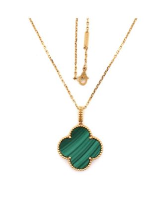  Magic Alhambra Pendant Necklace 18K Gold and Malachite, 35.5"