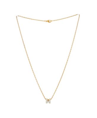  Mini Pop H Pendant Chain Necklace Metal and Enamel, 16"