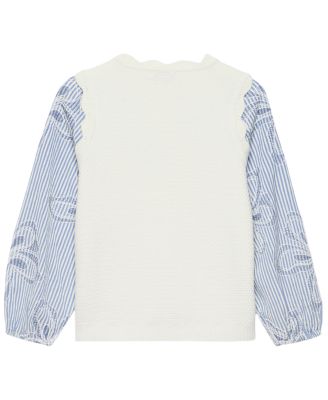  Women's Cotton Blend Striped Layered  Sweater