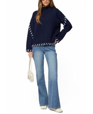 Indah Contrast Stitch Oversized Sweater