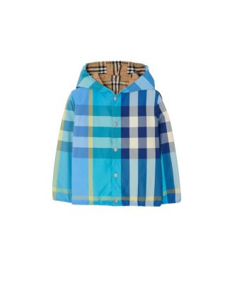 Boys' Reversible Check Nylon Hooded Jacket - Baby, Little Kid, Big Kid