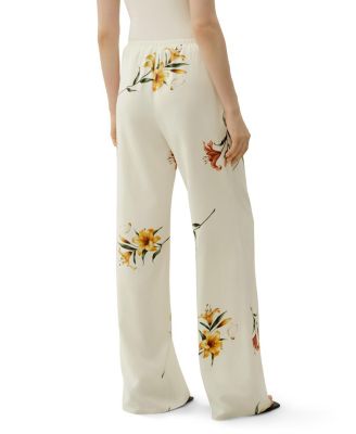  Lily Print Silk Pull-On Pant