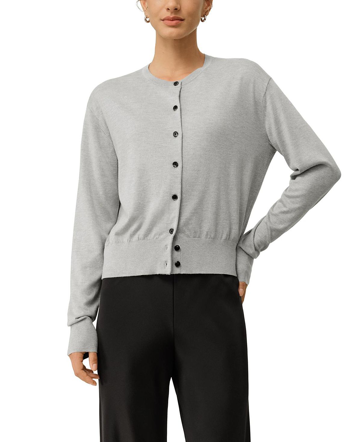 Lilysilk Round-Neck Silk Cashmere Cardigan