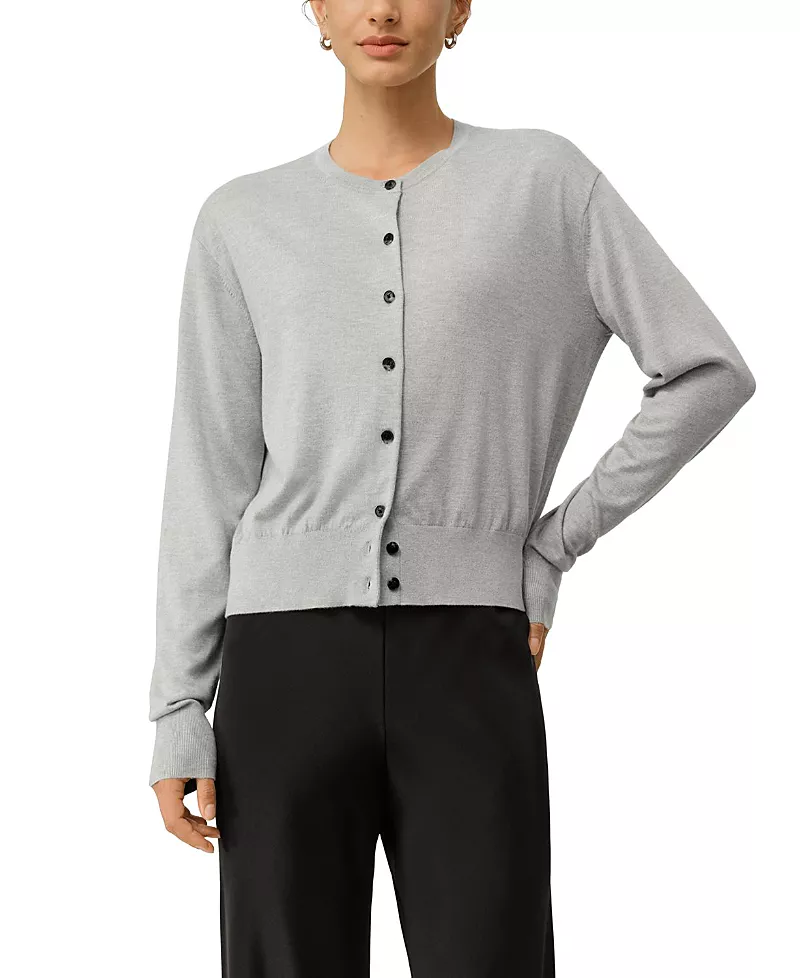 Lilysilk Round-Neck Silk Cashmere Cardigan