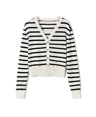  Silk-Cotton Striped Knit Cardigan Set