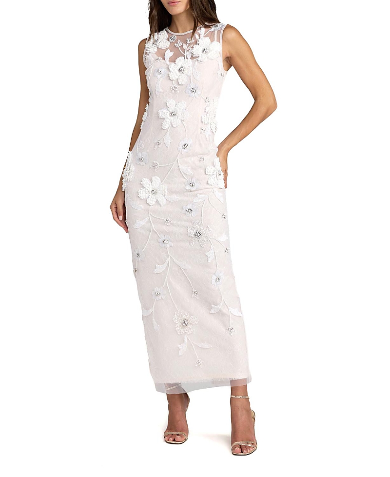 Mac Duggal Sleeveless Embellished Lace Column Dress