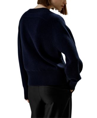  V-Neck Relaxed Fit Wool Cashmere Blend Sweater
