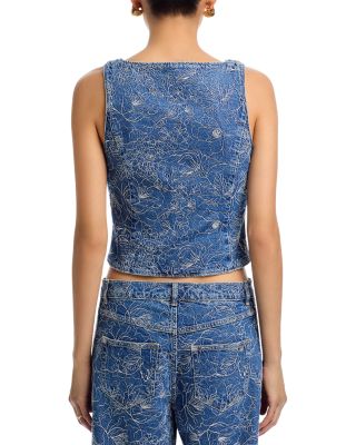 Garden Doodle Denim Vest