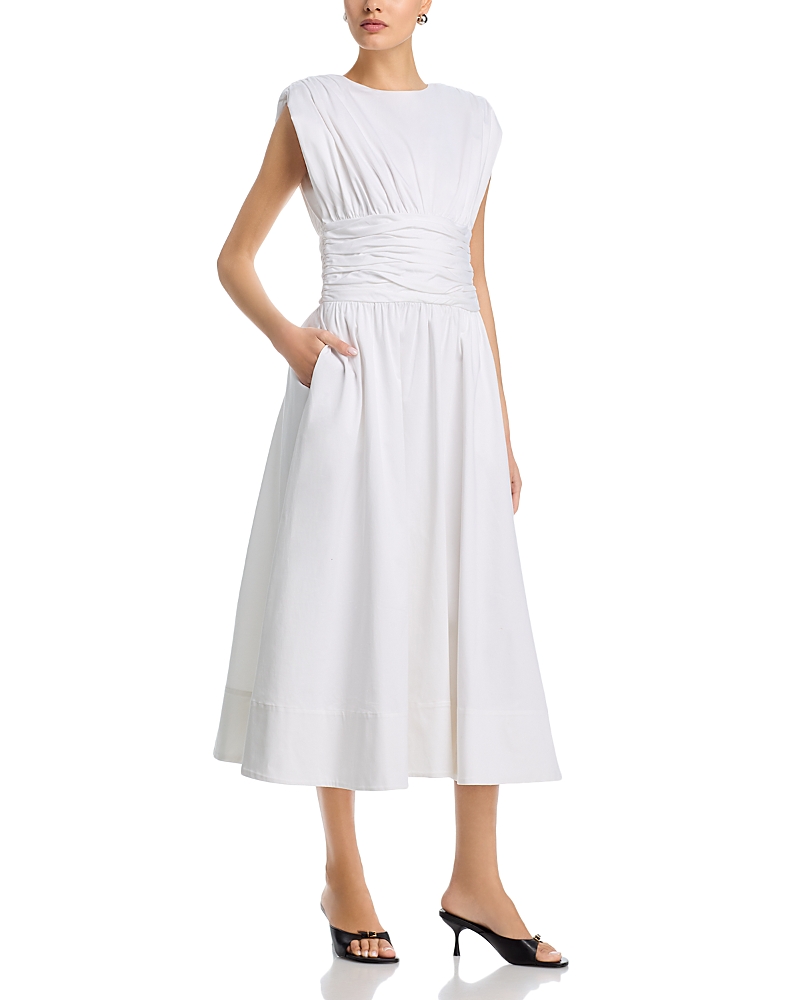 Toccin Evangeline Strong Shoulder Midi Dress