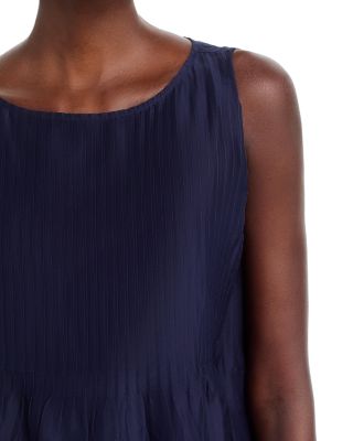 Silk Bateau Neck Pleated Shell