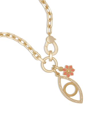 Carina Pav&eacute; Evil Eye & Flower Pendant Necklace, 17"