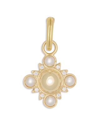 Charms Pav&eacute; & Imitation Pearl Sunburst Charm