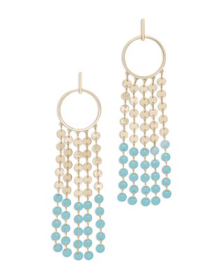 Miraya Color Disc Fringe Statement Earrings 