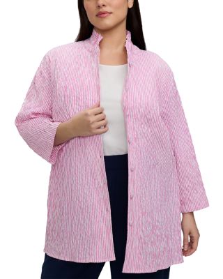 Carolina Jacquard Dot Crinkle 3/4 Sleeve Shirt Jacket