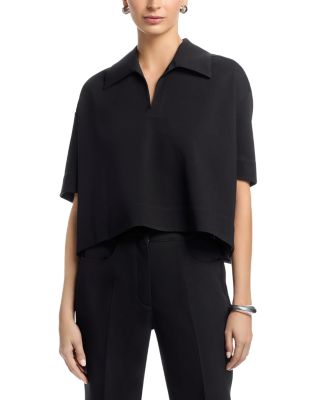 Short Sleeve Cropped Polo Top