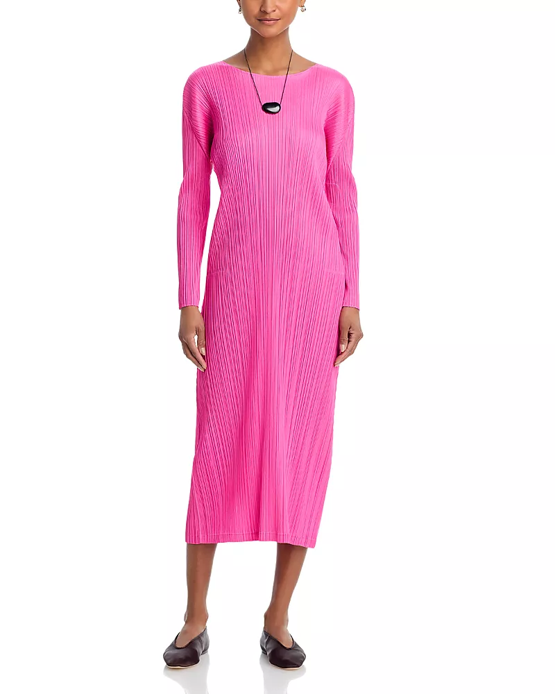 Pleats Please Issey Miyake Long Sleeve Midi Dress