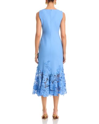 Sleeveless Porcelain Flowers Guipure Day Dress