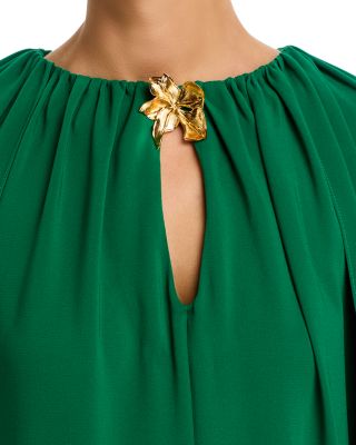 Draped Sleeved Caftan with Brooch 