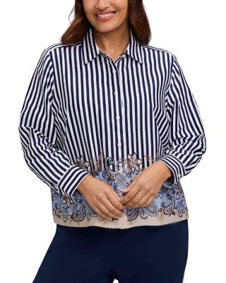 Jodie Long Sleeve Stripe Paisley Shirt