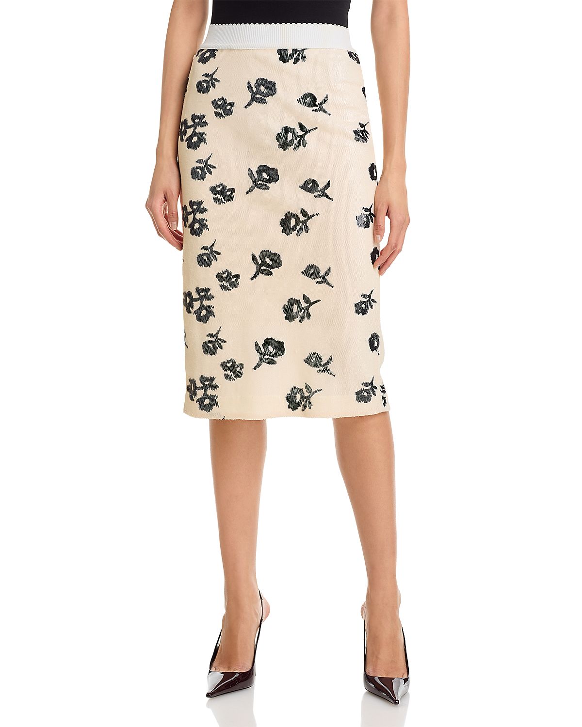 Essentiel Antwerp Floral Sequin Pencil Skirt