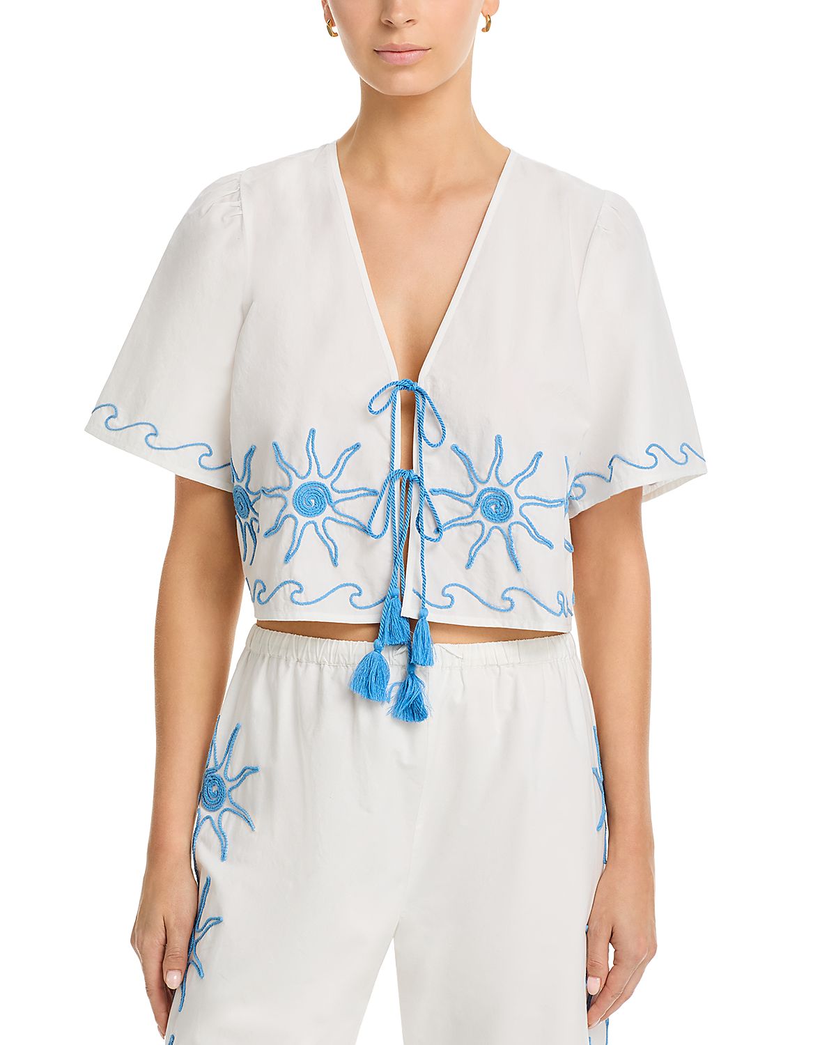 Rails Pari Embroidered Tassel Tie Top