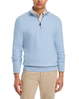 Cotton Tipped Textured Birdseye Half Zip Sweater - Exclusive