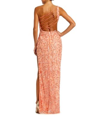  Hand-Embellished One-Shoulder Cut-Out Gown